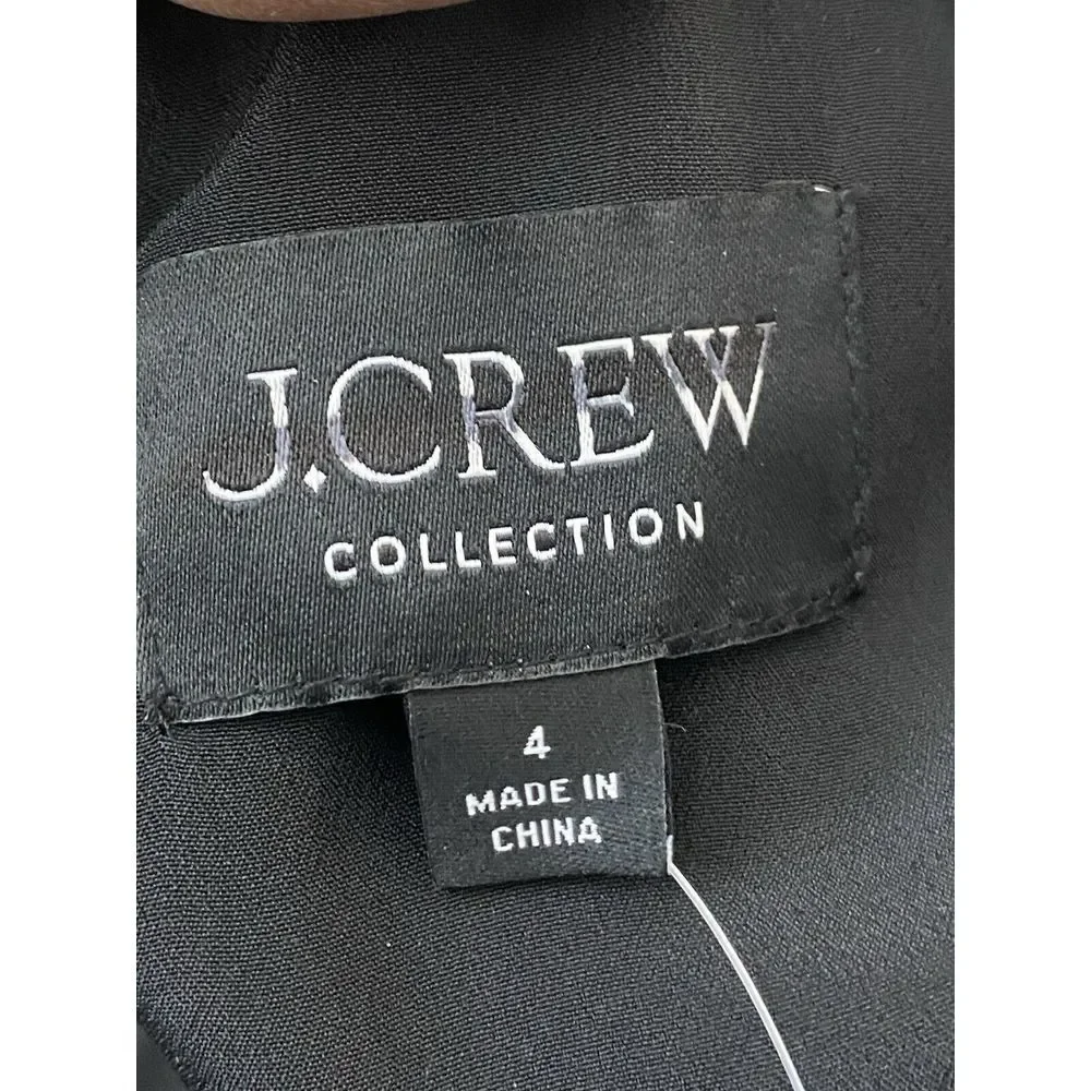 J.CREW Full-length Embellished Ruched Black Vneck Sleeveless Dress Womens Size 4